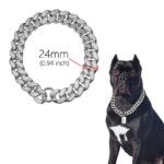 ABS Plastic Dog Collar Chain Diamond Inlay Sparkle Bulldog Necklace Cat Collars Pet Accessories Small Medium Large Dogs Golden - Image 3