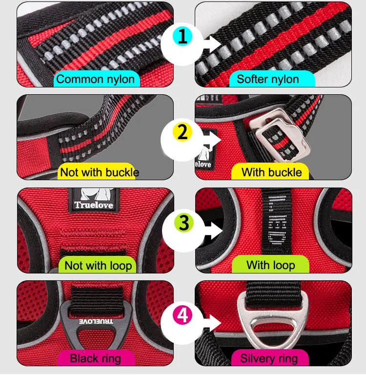 Truelove Front Nylon Dog Harness No Pull Vest Soft Adjustable Safety Harness For Dog Small Large Running Training French Bulldog Truelove Front Nylon Dog Harness No Pull Vest Soft Adjustable Safety Harness For Dog Small Large Running Training French Bulldog