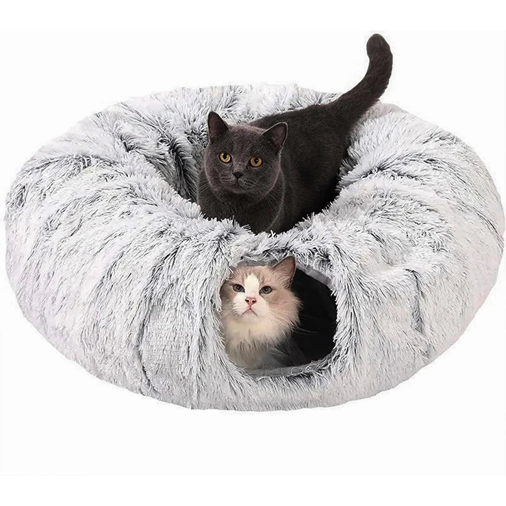 Winter New Arrival Plush Cat Tunnel Bed Foldable Two-in-One round Warmth Pet Nest Thickened Cozy Cuddly Cat Hideaway Winter New Arrival Plush Cat Tunnel Bed Foldable Two-in-One round Warmth Pet Nest Thickened Cozy Cuddly Cat Hideaway