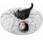 Winter New Arrival Plush Cat Tunnel Bed Foldable Two-in-One round Warmth Pet Nest Thickened Cozy Cuddly Cat Hideaway