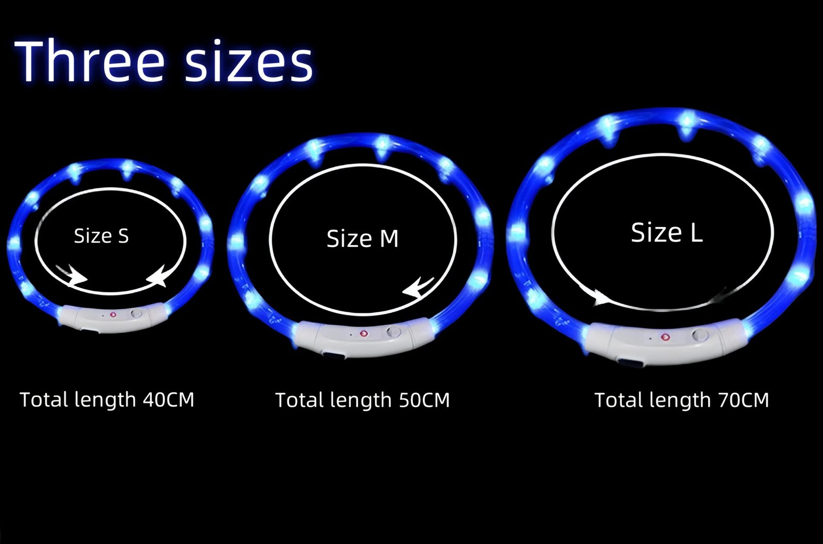 40/50/70cm Led dog collar USB rechargeable pet dog glow-in-the dark charging collar Luminous necklace collar safety night light 40/50/70cm Led dog collar USB rechargeable pet dog glow-in-the dark charging collar Luminous necklace collar safety night light