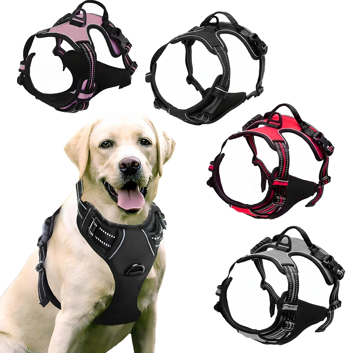51770-5dbdug.jpg German Oak Cooling Dog Set - Escape Proof Harness Vest & Leather Collar with Anti-Chafe, Breathable for Large Dogs - Image 1