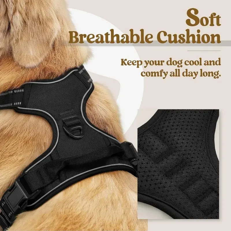 German Oak Cooling Dog Set - Escape Proof Harness Vest & Leather Collar with Anti-Chafe, Breathable for Large Dogs German Oak Cooling Dog Set - Escape Proof Harness Vest & Leather Collar with Anti-Chafe, Breathable for Large Dogs
