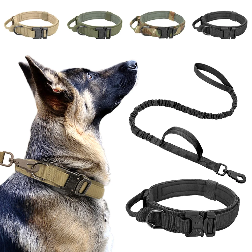 51797-zeqkne.jpg Tactical Dog Collar Military Adjustable Duarable Nylon Lead For Medium Large Walking Training Pet Accessory Breakaway Leash Rope - Image 1