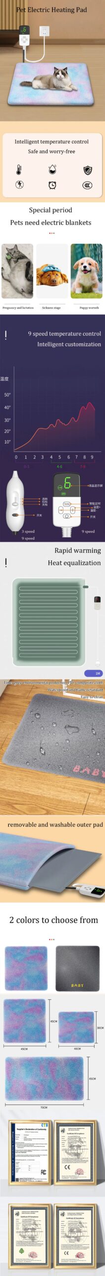 Waterproof Pet Heating Pad Electric Blanket Dog Cat Winter Warmer Pad Adjustable Temperature Dog Mattress US/UK/EU