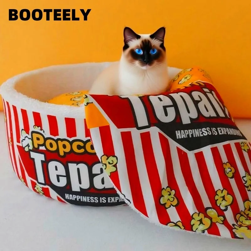 5223-wvthcf.jpg New Cat Nest Closed Sense of Security Winter Warm Popcorn Sleep Nest Winter Cat Sleeping Pet Supplies - Image 1