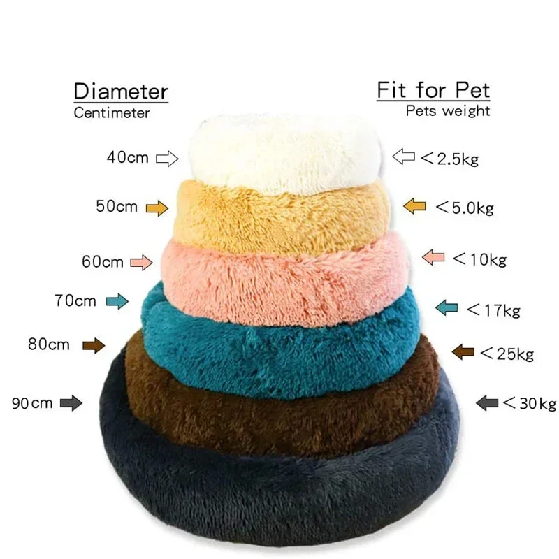 40-90cm Round Pet Bed for Large Dog Bed Super Soft Cat Bed Long Plush Dog House for Medium Dog House Winter Warm Sleeping 40-90cm Round Pet Bed for Large Dog Bed Super Soft Cat Bed Long Plush Dog House for Medium Dog House Winter Warm Sleeping