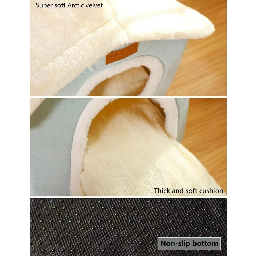 Indoor Memory Foam Foldable Dog House Kennel Bed Mat with Cushion for Small Medium and Large Dogs and Cats Ideal Winter Warm Pe