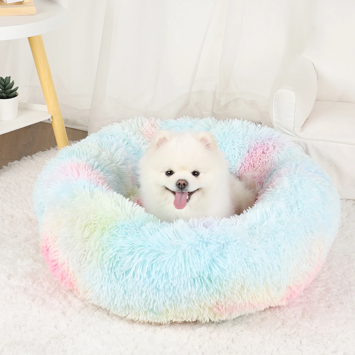 Dog Bed Donut Big Large Round Basket Winter Plush Beds for Dogs Medium Accessories Fluffy Kennel Small Puppy Pets Cat Products