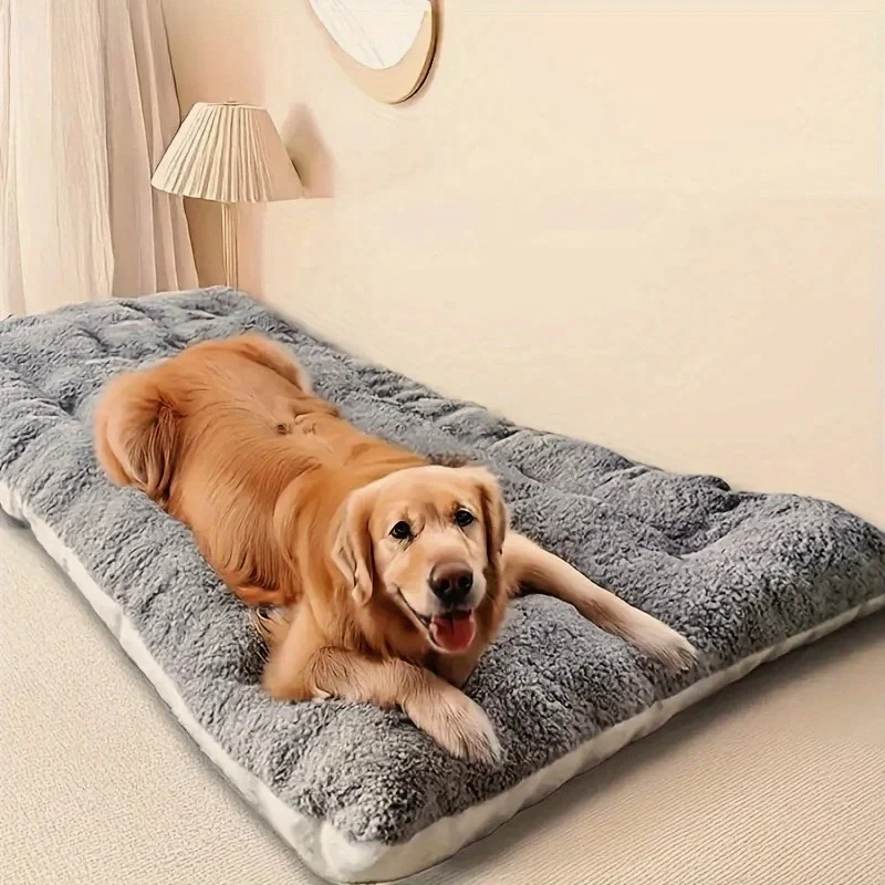 Large Plush Dog Bed Sofa Thickened Super Soft Polyester Pet Mat Dog Crate Mat Bed For Small Medium Large Dog Bed