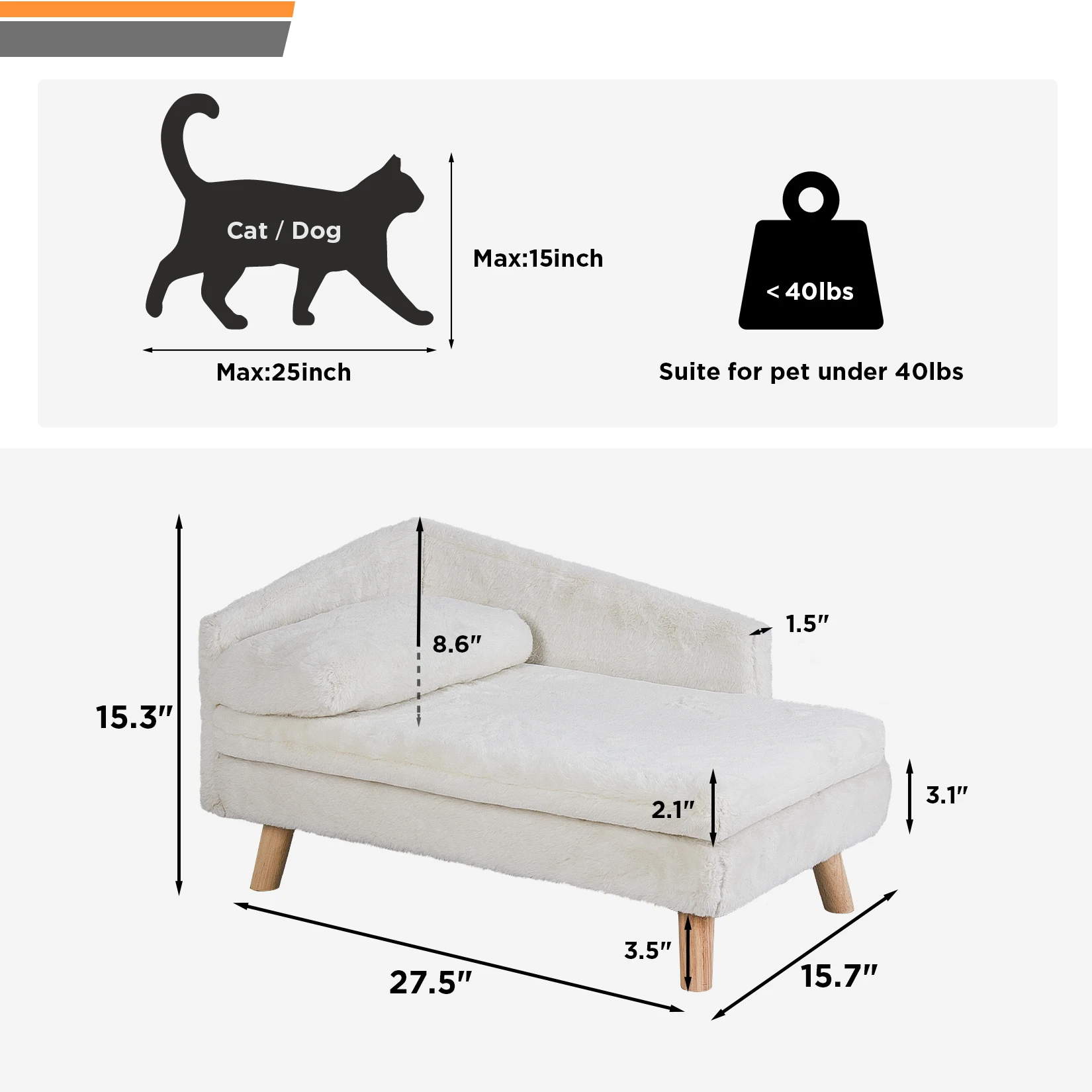 Elevated Pet Bed,Nordic Pet Stool Bed with Cozy Pad Waterproof,Pet Sofa Bed with Sturdy Wood Legs for Small Dog Kitten Elevated Pet Bed,Nordic Pet Stool Bed with Cozy Pad Waterproof,Pet Sofa Bed with Sturdy Wood Legs for Small Dog Kitten