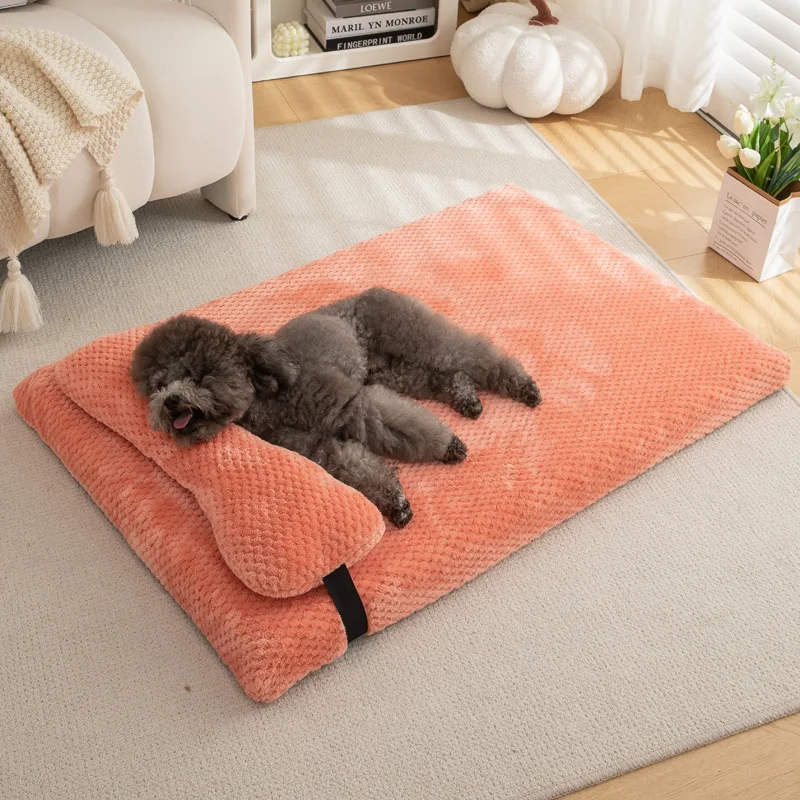 Warm Calming Dog Bed with Pillow Fluffy Plush Dog Mat for Dog with Removable Winter Cover for Large Medium Small Dogs and Cats Warm Calming Dog Bed with Pillow Fluffy Plush Dog Mat for Dog with Removable Winter Cover for Large Medium Small Dogs and Cats