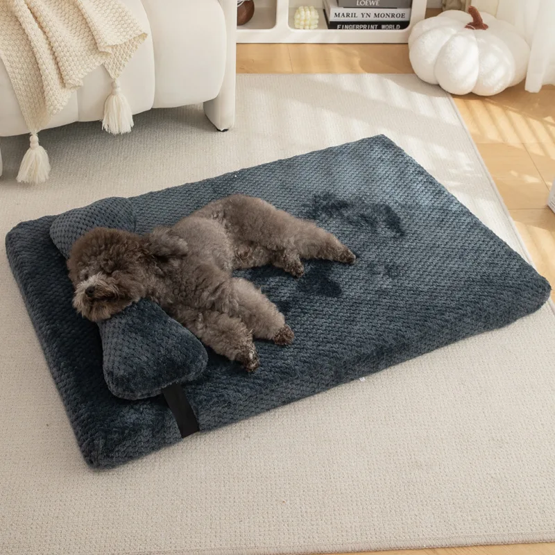 Warm Calming Dog Bed with Pillow Fluffy Plush Dog Mat for Dog with Removable Winter Cover for Large Medium Small Dogs and Cats Warm Calming Dog Bed with Pillow Fluffy Plush Dog Mat for Dog with Removable Winter Cover for Large Medium Small Dogs and Cats