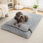 Warm Calming Dog Bed with Pillow Fluffy Plush Dog Mat for Dog with Removable Winter Cover for Large Medium Small Dogs and Cats - Image 2
