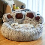 Dog Bed Cat Pet Sofa Cute Bear Paw Shape Comfortable Cozy Pet Sleeping Beds For Small Medium Large Soft Fluffy Cushion Dog Bed - Image 5