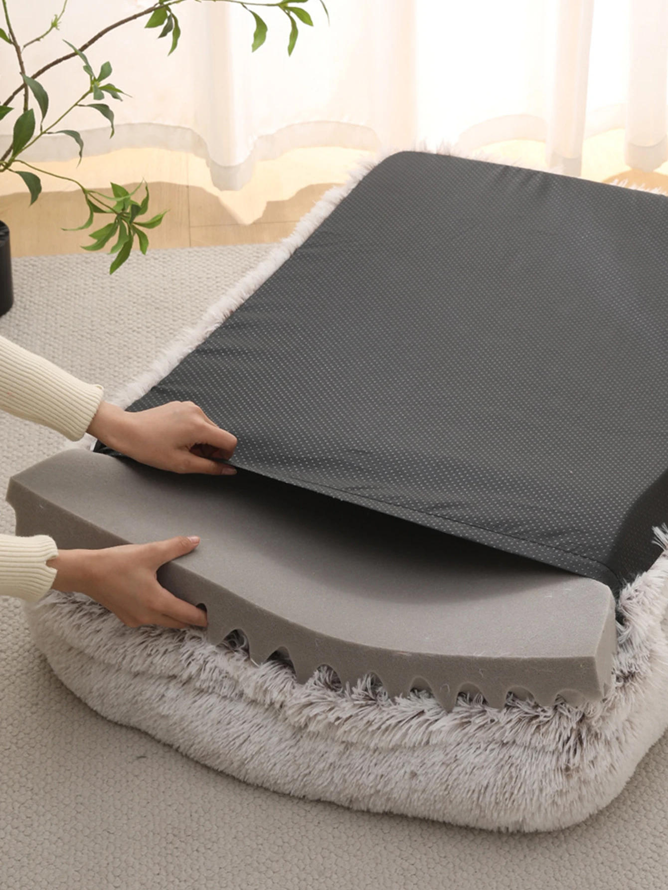 Square Dog Bed Plush Pet Bed Winter Thickened Pad House for Dogs Bed Cat Sofa for Flyffy Dogs Sleeping Bed Sofa Removable Mat