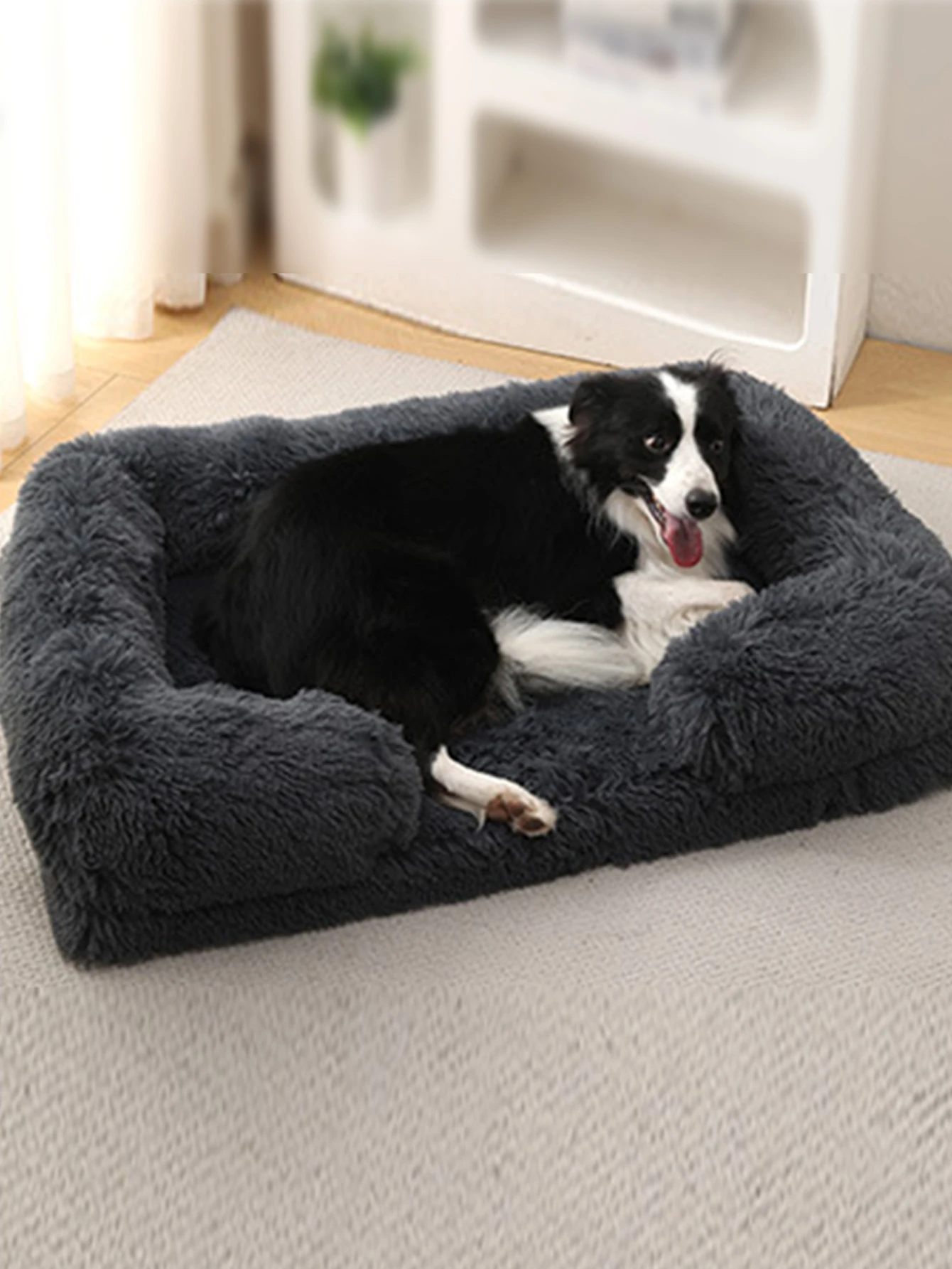 Square Dog Bed Plush Pet Bed Winter Thickened Pad House for Dogs Bed Cat Sofa for Flyffy Dogs Sleeping Bed Sofa Removable Mat