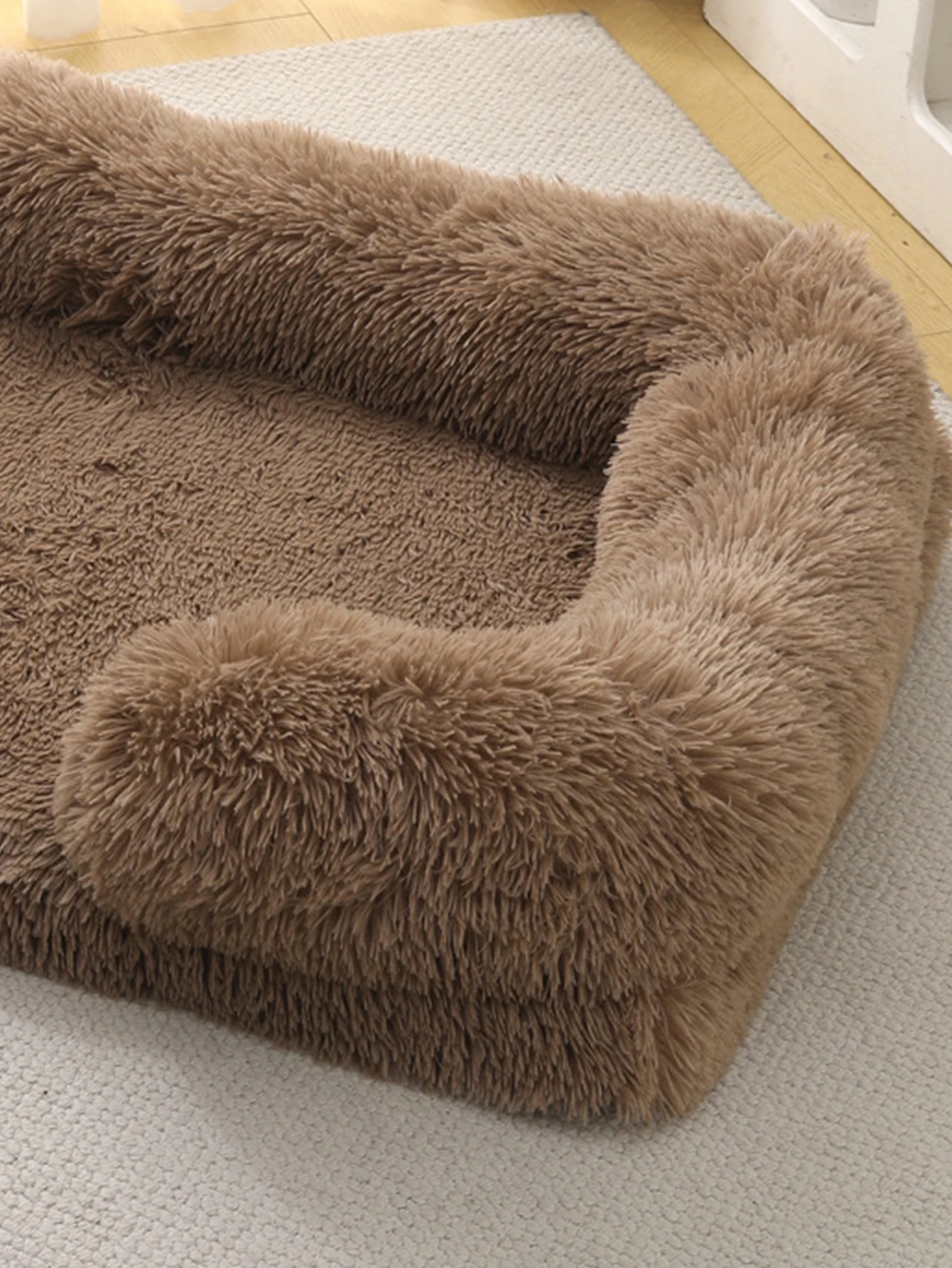 Square Dog Bed Plush Pet Bed Winter Thickened Pad House for Dogs Bed Cat Sofa for Flyffy Dogs Sleeping Bed Sofa Removable Mat