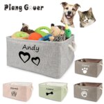 Personalized Cat Dog Toy Storage Basket Clothes Bin Pet Custom Name DIY Collapsible Box Free Print ID Pet Accessories