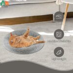 ATUBAN Cat Bed for Indoor Cats, Round Cat Bed for Curl Sleep Basic Pet Mat Wahable Bed for Small Puppy Cats Rabbit, Medium - Image 4