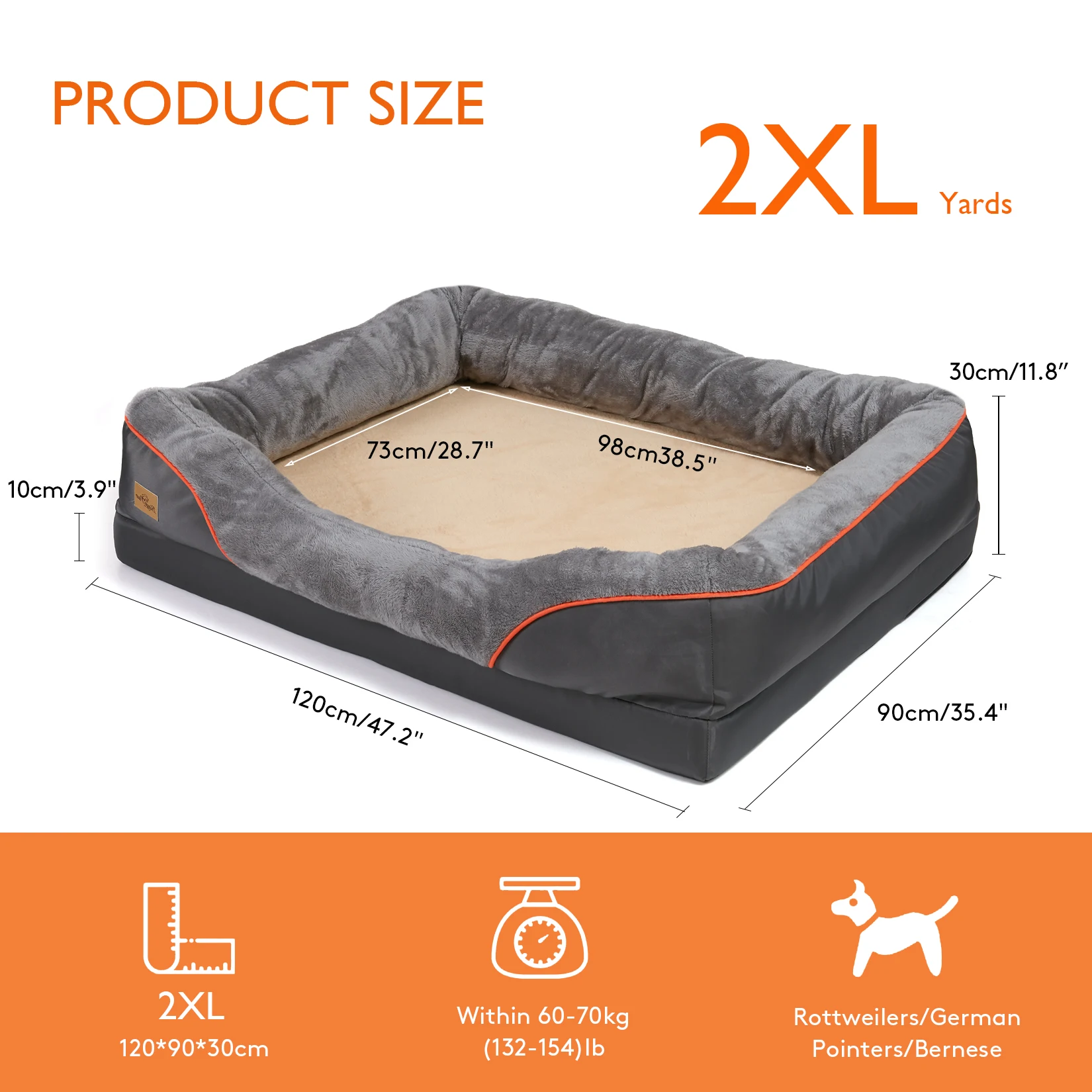 L XL 2XL 3XL Dog Bed Super Soft Orthopedic Foam Pet Bed Sleeping Mat with Cotton-padded Bolster and Removable Cover L XL 2XL 3XL Dog Bed Super Soft Orthopedic Foam Pet Bed Sleeping Mat with Cotton-padded Bolster and Removable Cover