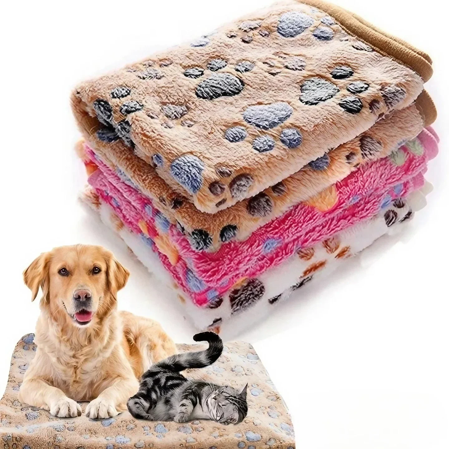 Soft Fluffy High Quality Pet Blanket Cute Cartoon Pattern Pet Mat Warm and Comfortable Blanket for Cat Dogs Mat