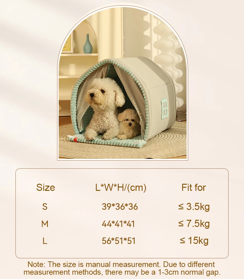 HOOPET Closed Dog House Winter Windproof Nest for Dogs Cats with Door Curtain Outdoor Portable Cat Tent Dog Villa Sleep Kennel