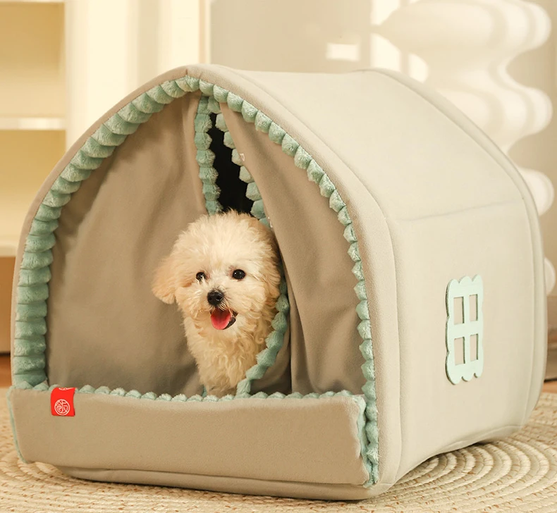 HOOPET Closed Dog House Winter Windproof Nest for Dogs Cats with Door Curtain Outdoor Portable Cat Tent Dog Villa Sleep Kennel