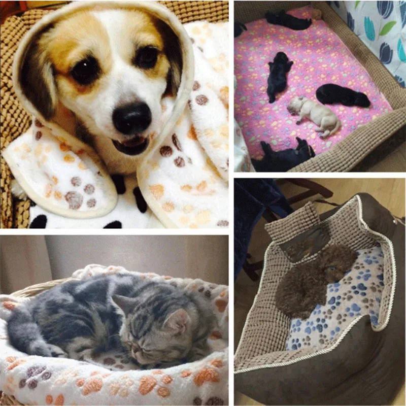 Soft Flannel Fleece Cat Dog Blanket Bed Mats Paw Foot Print Warm Pet Blanket Sleeping Beds Cover Mat For Dogs Cats Pets supplies Soft Flannel Fleece Cat Dog Blanket Bed Mats Paw Foot Print Warm Pet Blanket Sleeping Beds Cover Mat For Dogs Cats Pets supplies