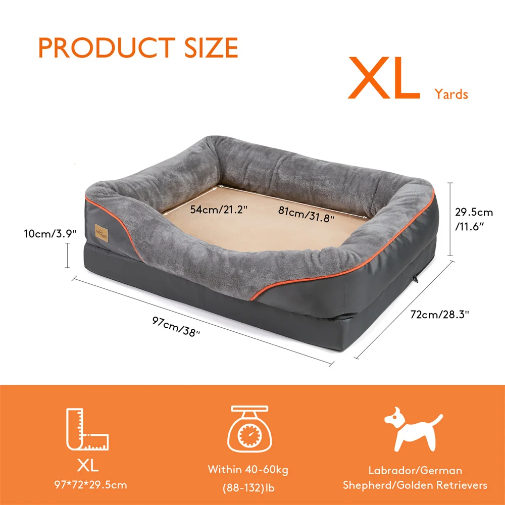 Jumbo Large Orthopedic Dog Bed Memory Foam Pet Sofa Couch Waterproof Elevated Cushion Warm Puppy Bolster Couch Removable Cover Jumbo Large Orthopedic Dog Bed Memory Foam Pet Sofa Couch Waterproof Elevated Cushion Warm Puppy Bolster Couch Removable Cover