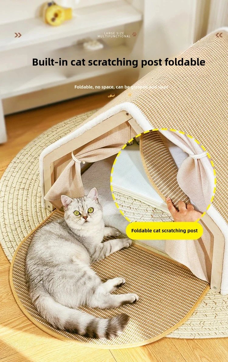 Cat nest Winter warm cat villa Cat house shell semi-enclosed sleeping bag cat scratching board does not drop scraps sisal cat te Cat nest Winter warm cat villa Cat house shell semi-enclosed sleeping bag cat scratching board does not drop scraps sisal cat te