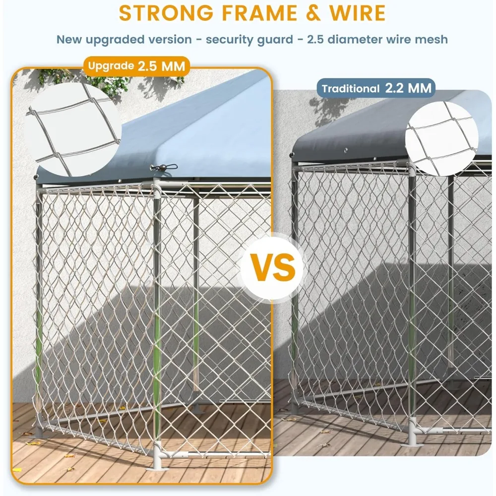 Heavy-Duty Metal Chain Link Outdoor Dog Kennel with Roof and Secure Large Cage for Heavy Duty Use Heavy-Duty Metal Chain Link Outdoor Dog Kennel with Roof and Secure Large Cage for Heavy Duty Use