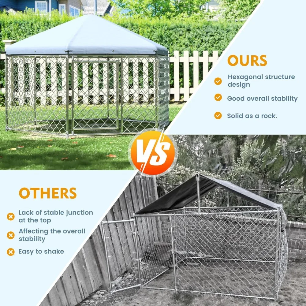 Heavy-Duty Metal Chain Link Outdoor Dog Kennel with Roof and Secure Large Cage for Heavy Duty Use Heavy-Duty Metal Chain Link Outdoor Dog Kennel with Roof and Secure Large Cage for Heavy Duty Use