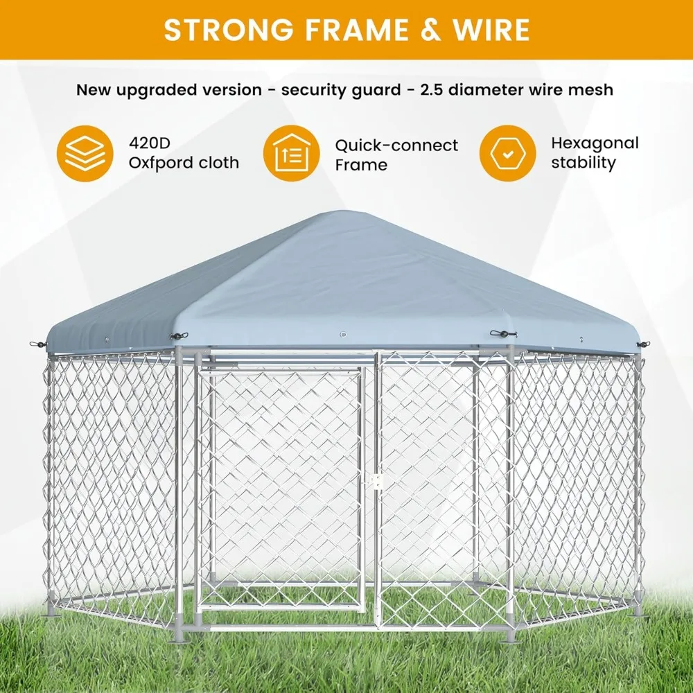 Heavy-Duty Metal Chain Link Outdoor Dog Kennel with Roof and Secure Large Cage for Heavy Duty Use Heavy-Duty Metal Chain Link Outdoor Dog Kennel with Roof and Secure Large Cage for Heavy Duty Use
