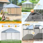 Heavy-Duty Metal Chain Link Outdoor Dog Kennel with Roof and Secure Large Cage for Heavy Duty Use