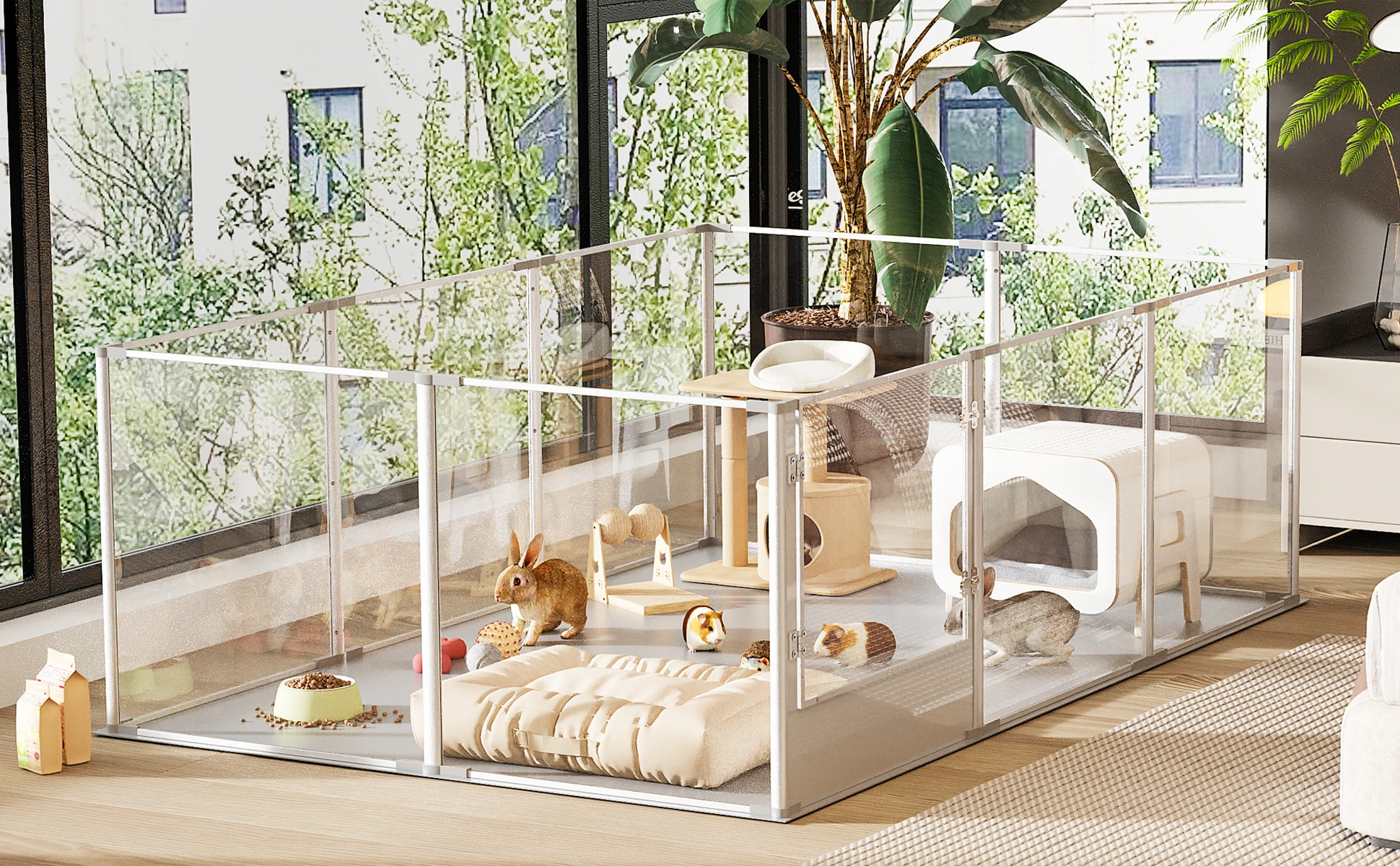 180cm Whelping Playpen Clear Acrylic Dog Playpen Exercise Fence with Waterproof Fertility Pad for Pets 180cm Whelping Playpen Clear Acrylic Dog Playpen Exercise Fence with Waterproof Fertility Pad for Pets