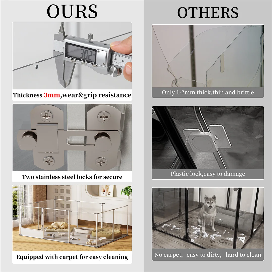 180cm Whelping Playpen Clear Acrylic Dog Playpen Exercise Fence with Waterproof Fertility Pad for Pets 180cm Whelping Playpen Clear Acrylic Dog Playpen Exercise Fence with Waterproof Fertility Pad for Pets