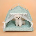 Pet Dog Tent House Floral Print Enclosed Cat Tent Bed Indoor Folding Portable Comfortable Kitten Bed Kennel For Small Pets - Image 4