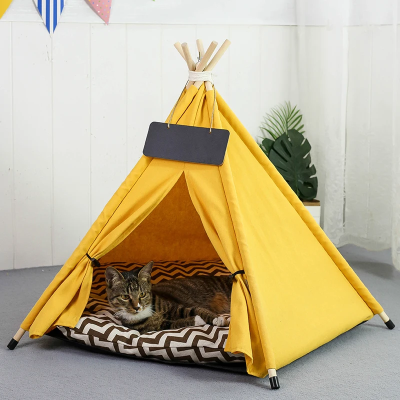 Pet Teepee Dog Cat Bed Tent with Thick Cushion Portable Puppy Houses for Cats Dogs Rabbits Up to 15kg/33lbs Pet Teepee Dog Cat Bed Tent with Thick Cushion Portable Puppy Houses for Cats Dogs Rabbits Up to 15kg/33lbs