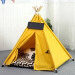 Pet Teepee Dog Cat Bed Tent with Thick Cushion Portable Puppy Houses for Cats Dogs Rabbits Up to 15kg/33lbs - Image 2