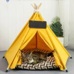 Pet Teepee Dog Cat Bed Tent with Thick Cushion Portable Puppy Houses for Cats Dogs Rabbits Up to 15kg/33lbs - Image 3