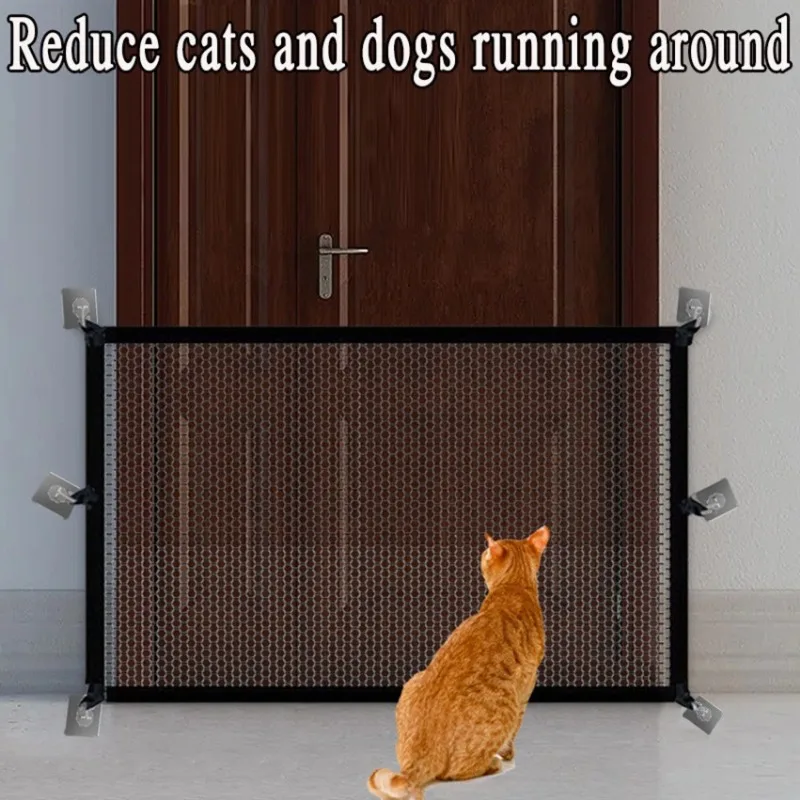 Pet Dog Barrier Fences With 6Pcs Hook Pet Isolated Network Stairs Gate New Folding Breathable Mesh Playpen For Dog Safety Fence Pet Dog Barrier Fences With 6Pcs Hook Pet Isolated Network Stairs Gate New Folding Breathable Mesh Playpen For Dog Safety Fence
