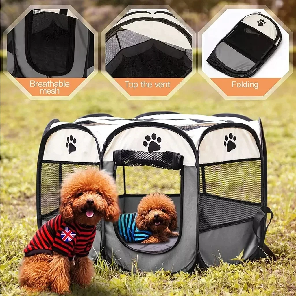 56228-bs6soa.jpg Portable Foldable Cat Tent Cat House Portable Folding Outdoor Travel Pet Tent Cat/Dog Cage Easy Operation Large Cat/Dog Fences - Image 1