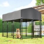 69.8"D x 50.8"W x 58"H Outdoor Dog Kennel - Welded Enclosure with UV/Waterproof Roof, Double Lock & Rotating Feeder - Image 2