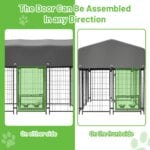 69.8"D x 50.8"W x 58"H Outdoor Dog Kennel - Welded Enclosure with UV/Waterproof Roof, Double Lock & Rotating Feeder - Image 5