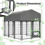 69.8"D x 50.8"W x 58"H Outdoor Dog Kennel - Welded Enclosure with UV/Waterproof Roof, Double Lock & Rotating Feeder - Image 6