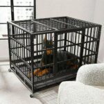 L XL XXL Heavy Duty Dog Crate with 4 Lockable Wheels 3 Doors and Removable Tray Metal Pet Kennels Cage Playpen - Image 3