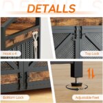 43.3" dog crate furniture, heavy duty dog kennel indoor with storage shelves, wooden dog cage with led lights, for medium large - Image 5