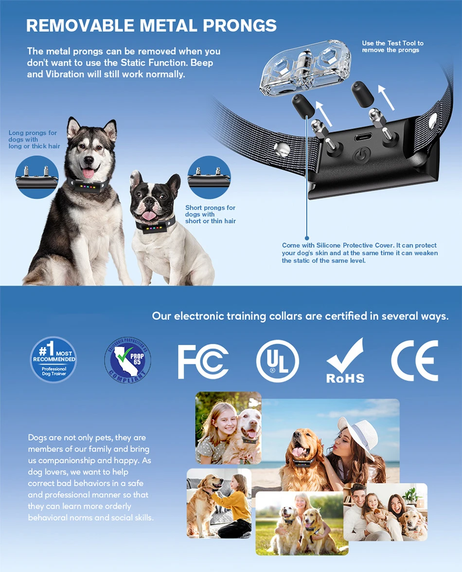 ROJECO Dog Training Collar with Remote Control 1600FT IP67 Waterproof Electric Dog Collar For Pet Dog Bark Control Stop Collar ROJECO Dog Training Collar with Remote Control 1600FT IP67 Waterproof Electric Dog Collar For Pet Dog Bark Control Stop Collar