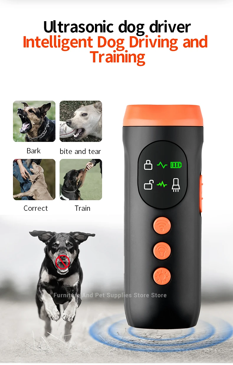 New portable outdoor dog repellent, high-power intelligent cat repellent, anti barking ultrasonic dog repellent with flashlight